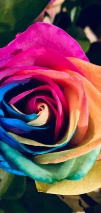 Looking for a visually stunning live phone wallpaper? Check out this tie-dyed, silk paper rose in a vase! The perfectly detailed flower is bursting with beautiful, vibrant colors and intricately designed folds
