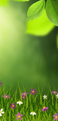 This live wallpaper showcases a stunning digital rendition of a bouquet of flowers in the grass