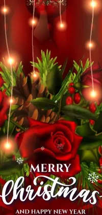 This stunning Christmas wallpaper is based on digital artwork featuring red roses and lights that will bring a festive feel to your phone background