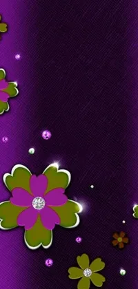 This phone live wallpaper boasts a purple backdrop with stunning hand-drawn flowers