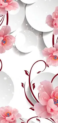 This pink floral wallpaper for phones is a beautiful art nouveau design
