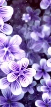 This phone live wallpaper features a close up of purple flowers in soft, airbrushed digital art