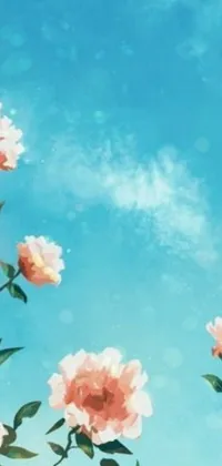 Transform your phone display into a work of art with this stunning Chinese-style pink roses live wallpaper