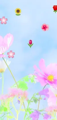 Looking for a peaceful and cute live phone wallpaper for your phone? Check out this digital rendering of a bunch of flowers on a green field by Tadashige Ono on flickr