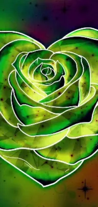 Get mesmerized by this stunning green rose heart live wallpaper for your phone with a fantastic pop art design
