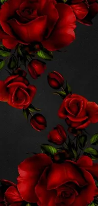 This stunning digital art phone live wallpaper features an image of red roses on a black background