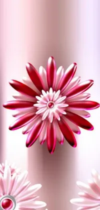 This phone live wallpaper features a beautiful arrangement of pink flowers atop a stylish table