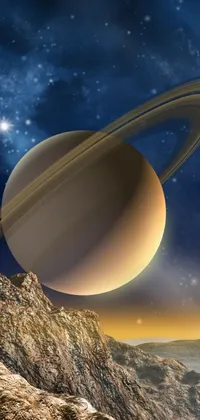 Experience the stunning beauty of Saturn with this live wallpaper for your phone