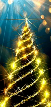 This phone live wallpaper is a captivating close-up of a Christmas tree adorned with twinkling lights