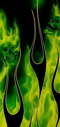 Indulge in the eerie and chilling flames and skull live wallpaper