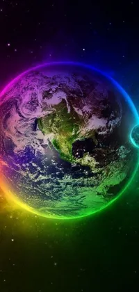 This live wallpaper features a stunningly colorful image of the earth in space
