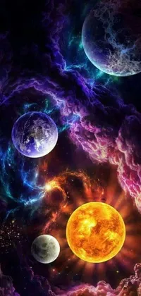 This multiverse inspired live wallpaper for your mobile phone features a breathtaking digital art masterpiece by a seasoned artist