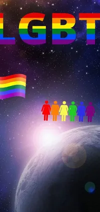 This phone live wallpaper showcases a visually stunning image of LGBTQ+ positivity and acceptance