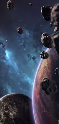 Get lost in a stunning digital rendering of a space scene live wallpaper, showcasing a hyperrealistic depiction of the void of space