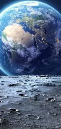 Get this amazing live phone wallpaper featuring the view of planet earth from the surface of the moon