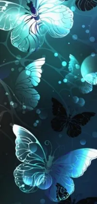 This live phone wallpaper showcases a stunning vector art of butterflies fluttering in the air, designed with intricate patterns and mesmerizing details