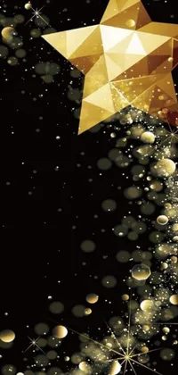 This phone live wallpaper depicts a gold star falling against a black background, creating a stunning design perfect for Christmas night