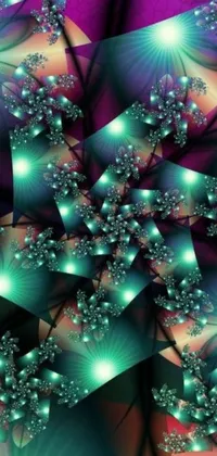 This live wallpaper is a captivating feast for the eyes! Featuring sparkling crystal cubism, mesmerizing fractal gems, and gorgeous bouquets of sapphire, teal and gold lights