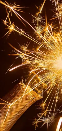 This phone live wallpaper showcases a magnificent fireworks display in close-up