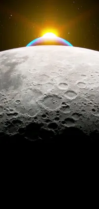 This stunning live wallpaper depicts the surface of the moon and space art in a sleek and modern style