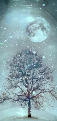 This mobile wallpaper brings a touch of magic to your device with a mesmerizing snow globe featuring a tree