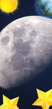 Looking for a captivating phone live wallpaper? Look no further than this stunning image of the moon and stars