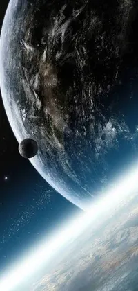 This phone live wallpaper showcases a captivating image of the Earth taken from a space station