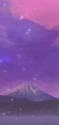 This phone live wallpaper showcases a stunning sky with a mountain silhouette as its centerpiece