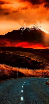 This stunning live phone wallpaper features a winding road against a breathtaking mountain backdrop, showcasing fantastic realism