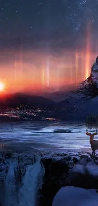Experience a magical winter wonderland scene on your phone&#39;s live wallpaper with this stunning fantasy art