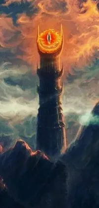 Experience a breathtaking tower in the sky with this live wallpaper featuring a fantasy painting