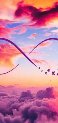Welcome to a beautiful phone live wallpaper with a delightful scene featuring many birds flying in the sky
