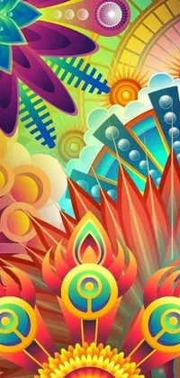 Get hypnotized by this dreamy phone live wallpaper that features stunning colorful flowers arranged next to each other in this vector art