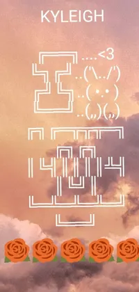 This live wallpaper features a serene sky with soft clouds, a geometric album cover inspired by Kubisi and ASCII art, cute elements like Miffy, delicate Art Nouveau hieroglyphics, and an iPhone screenshot
