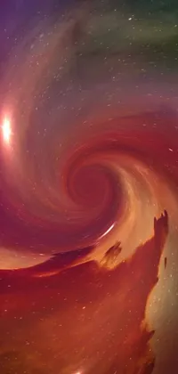 This phone live wallpaper features a captivating image of a spiral in the sky set against a deep space background