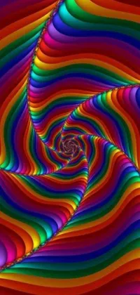 Enhance your phone screen with this stunning live wallpaper! Witness the mesmerizing swirl of a colorful spiral with psychedelic art, raining down symmetrical patterns and mathematical interlocking shapes