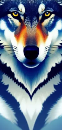 This is a captivating live wallpaper for phones featuring a ferocious wolf's face