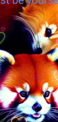 This stunning phone live wallpaper showcases two charming red pandas sitting next to each other