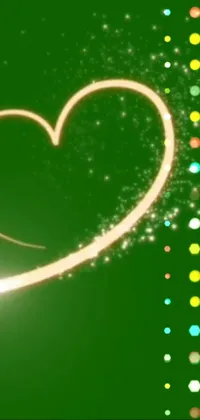 This phone live wallpaper showcases a deviantart-style close up of a heart on a green background with a whimsical hurufiyya pattern