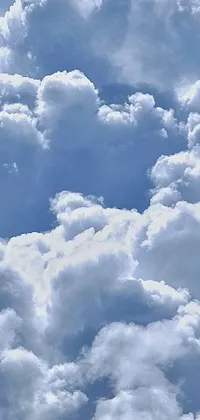 This phone live wallpaper showcases an amazing jetliner, flying gracefully among the white, fluffy cumulus clouds in a clear blue sky