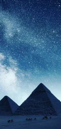 Transform your phone wallpaper into a stunning and captivating scene with this Great Pyramids of Giza live wallpaper