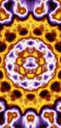 Looking for a mesmerizing live wallpaper for your phone? Check out this stunning creation featuring a yellow and purple flower in a reaction-diffusion pattern