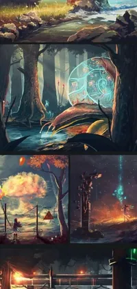 Get entranced by this surrealistic live phone wallpaper filled with stunning illustrations of a video game