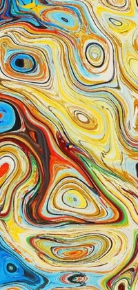 This live phone wallpaper is a stunning abstract painting featuring a multitude of bright, vibrant colors with swirly tubes, honey ripples, and dynamic movements