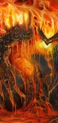 This amazing phone live wallpaper features a menacing demonic creature with fire emanating from its mouth