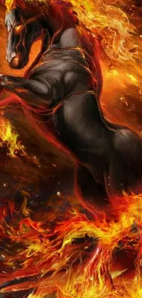 Looking for a bold and striking wallpaper that brings the power of fantasy art to your phone? This live wallpaper features a stunning fiery horse at the center of the action, with flames bursting from its back as it strikes a majestic pose