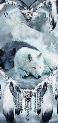 This phone live wallpaper features a stunning digital art of two animals lying on a blanket