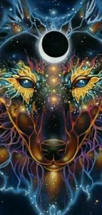 Looking for a unique phone live wallpaper that will mesmerize you every time you look at your phone? Look no further! This wolf and full moon painting is an amazing combination of psychedelic art and ayahuasca ceremony