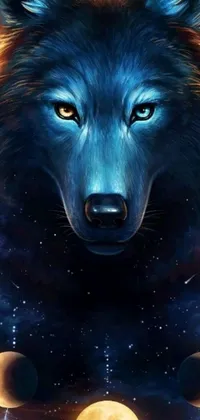 Get ready to awe your friends with this mesmerizing live wallpaper for your phone! Featuring the striking artwork of a powerful wolf, this furry creature is set against a breathtaking full moon backdrop
