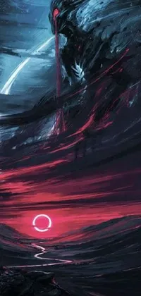 This cyberpunk-inspired live wallpaper features a man on a hill under a starry night sky
